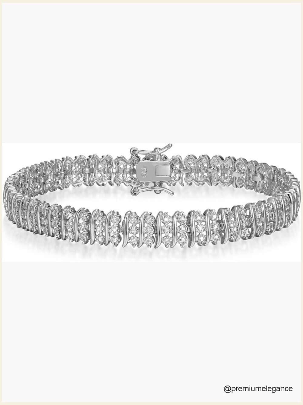 Diamond Accent Triple Row S-Link Tennis Bracelet 7.25